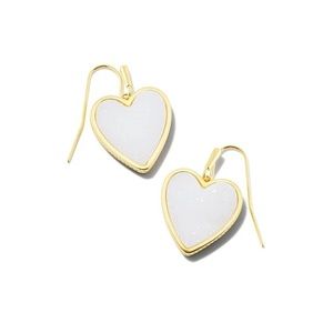 NWOT Kendra Scott Heart Earrings Gold and Iridescent Drusy
